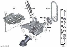 LUBRICATION SYSTEM/OIL PUMP WITH DRIVE diagram for BMW 7 Series F02 760Li