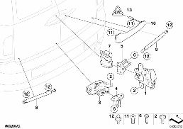 Schliesssytem Splitdoor diagram for BMW MINI Clubman R55 Coop.S JCW