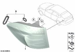Πίσω φως φτερό diagram for BMW 5 Series F07 GT 520d