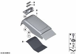 Orta konsol, arka kısım diagram for BMW 7 Series F03 750LiS