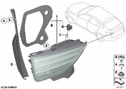 Πίσω φως πίσω καπό diagram for BMW 5 Series F07 GT 520d