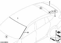 WINDOW MOUNTING PARTS diagram for BMW 5 Series F07 GT LCI 530dX
