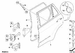 REAR DOOR - HINGE/DOOR BRAKE diagram for BMW X6 E71 M50dX