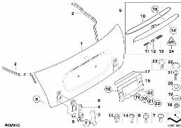 SINGLE COMPONENTS FOR TRUNK LID diagram for BMW MINI Cabrio R52 Cooper