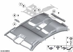 Tavan kaplaması diagram for BMW 7 Series F03 750LiS