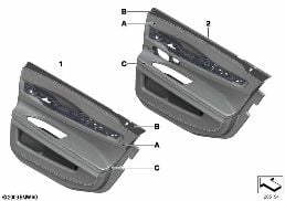 INDIVIDUAL REAR DOOR TRIM PANEL,LEATHER diagram for BMW 7 Series F02 LCI 730Ld