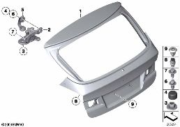 SINGLE COMPONENTS FOR TRUNK LID diagram for BMW X1 E84 18i