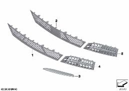 Beklädnad dekorelement fram diagram for BMW 5 Series F07 GT 530d