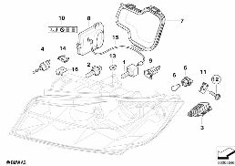 SINGLE COMPONENTS F HEADLIGHT XENON/ALC diagram for BMW 3 Series E90 320i