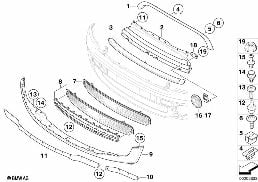 Verkleidung Zierelemente vorn diagram for BMW MINI Clubman R55 Cooper d