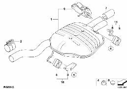 EXHAUST SYSTEM, REAR diagram for BMW 5 Series E60 530i