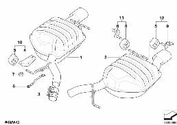 EXHAUST SYSTEM, REAR diagram for BMW 6 Series E64 LCI 630i