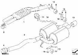 EXHAUST SYSTEM, REAR diagram for BMW 5 Series E60 545i