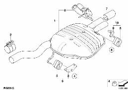 排气装置 后部 diagram for BMW 5 Series E60 530i