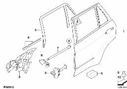 Porta posteriore Security diagram for BMW X5 E70 4.8i