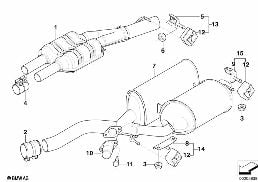 Uitlaatsysteem achter diagram for BMW 7 Series E66 730Li