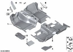 Ayak bölmesi kaplaması diagram for BMW 7 Series F03 750LiS
