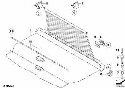 EXTENDING CARGO COVER/PARTITION NET diagram for BMW 5 Series E61 LCI 525d