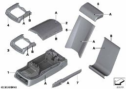 INDIVIDUAL ARMREST, MULTIFUNCTIONAL REAR diagram for BMW 7 Series F02 LCI 730Ld