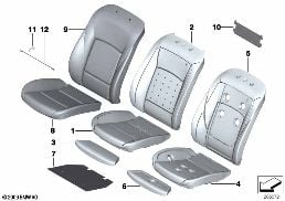 SEAT, FRONT, UPHOLSTERY AND COVER diagram for BMW 5 Series F11 535iX