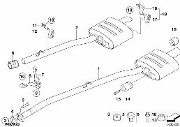 Avgassystem bak diagram for BMW 5 Series E60 LCI 520d