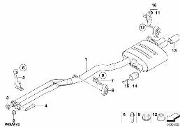 EXHAUST SYSTEM, REAR diagram for BMW 5 Series E61 535d