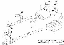 système d'échappement arrière diagram for BMW 5 Series E60 525d