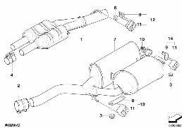 Układ wydechowy tylny diagram for BMW 7 Series E65 745i