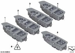 ชุดควบคุมชุดสวิตช์ส่วนกลางที่ประตูหน้า diagram for BMW 7 Series F03 750LiS