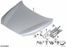 ENGINE HOOD/MOUNTING PARTS diagram for BMW 5 Series F07 GT 550iX 4.0