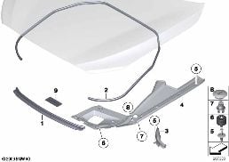 HOOD SEALS diagram for BMW 5 Series F07 GT 550iX 4.0
