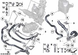 HYDRO STEERING-OIL PIPES diagram for BMW 7 Series F02 LCI 760Li