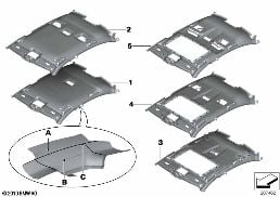 INDIVIDUAL MOULDED HEADLINER, ALCANTARA diagram for BMW 7 Series F02 LCI 730Ld