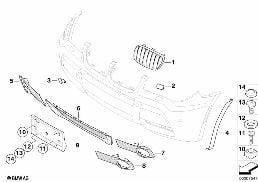 Elementy dod. zderzaka diagram for BMW X3 E83 LCI 2.0d