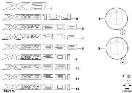 Emblèmes / plaques diagram for BMW X3 E83 LCI 2.0d