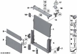 Kylvätskekylare monteringsdetaljer diagram for BMW 5 Series F10 550iX