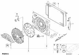 Condenseur de clim/ventilateur addition diagram for BMW 7 Series E38 735iL