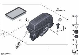 INTAKE MUFFLER/FILTER CARTRIDGE/HFM diagram for BMW Rolls-Royce Ghost RR21 Ghost