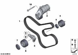 BELT DRIVE-GENERATOR/AC/POWER STEERING diagram for BMW 1 Series F21 M135i