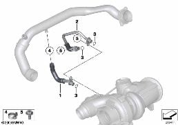 ENGINE COOLING SYSTEM EXHAUST TURBO. diagram for BMW 1 Series F21 M135i