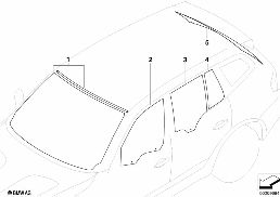 Oszklenie diagram for BMW X3 E83 LCI 2.0d