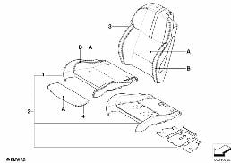 Klädsel Individual sportsäte fram diagram for BMW 3 Series E90 LCI M3