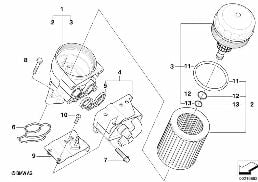 Dopływ oleju-filtr oleju, wymien. ciep. diagram for BMW 3 Series E90 318i