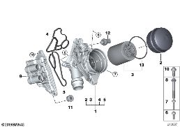 LUBRICATION SYSTEM-OIL FILTER diagram for BMW 1 Series F21 M135i
