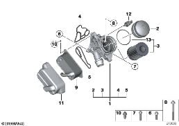 LUBRICAT.SYST.-OIL FILTER,HEAT EXCHANGER diagram for BMW 3 Series E92 LCI 330i