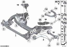 前橋架梁 橫向擺臂 / 拉桿 diagram for BMW 7 Series F03 LCI 760LiS