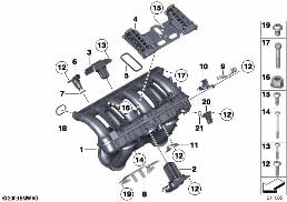 Dispositif d'admission diagram for BMW 5 Series F18 520Li