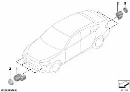 Σύστημα ελέγχου στάθμευσης (PDC) diagram for BMW 5 Series F07 GT 550i