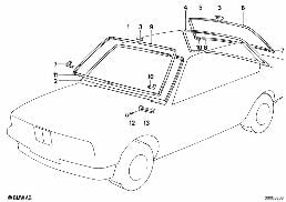 WINDOW MOUNTING PARTS diagram for BMW 7 Series E23 733i