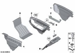 CENTER CONSOLE STORING PARTITION diagram for BMW 5 Series F07 GT LCI 530dX